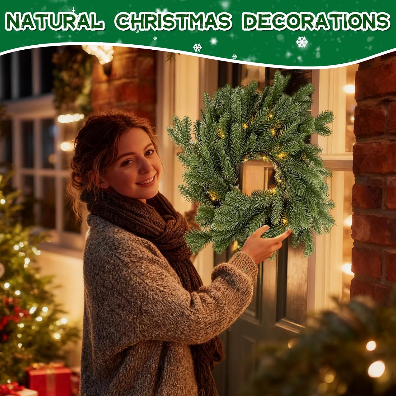 Bluesea 6FT Christmas Norfolk Pine Garland, Real Touch Pine, Faux Greenery Garland for Fireplace,Table, Stairs, Mantle, Window,Indoor Outdoor,Home,Holiday Decor（1 Pcs）