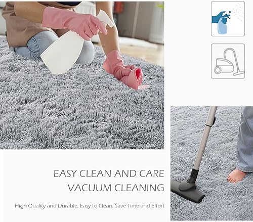 Miniatura 148 de Kelarea Alfombra de área para sala de estar, 3 x 5, antideslizante, color azul turquesa, esponjosa, suave, alfombra de felpa peluda para dormitorio