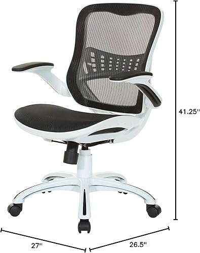 Miniatura 12 de OSP Home Furnishings Riley - Silla de escritorio de oficina ventilada para gerente con asiento y respaldo de malla transpirable, base blanca con