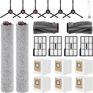 Leemone 21 Pack E25 E28 Replacement Parts Kit for eufy E28 / E25 Omni Robot Vacuum, Accessories Parts with 6 Dust Bag, 6 Side Brushes, 1 Rolling Brush, 2 Roller Mop, 4 Filter, 1 Cleaning Brush