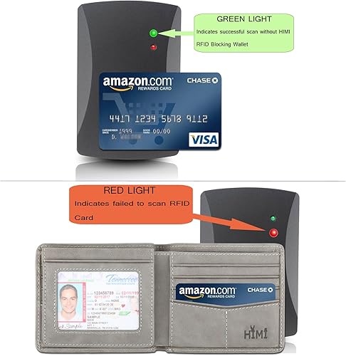 Miniatura 26 de HIMI - Cartera elegante de cuero auténtico para hombre, con bloqueo de interferencia de radiofrecuencia (RFID), con 2 ventanas para identificación
