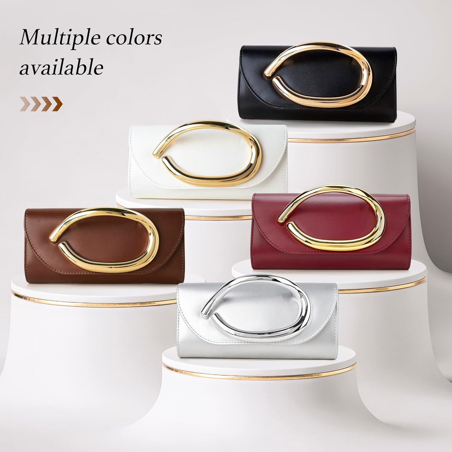 Clutch Purses for Women - Evening Bag with Chain Elegant Dressy Formal Handbag Metal Handle Purse - Image 5