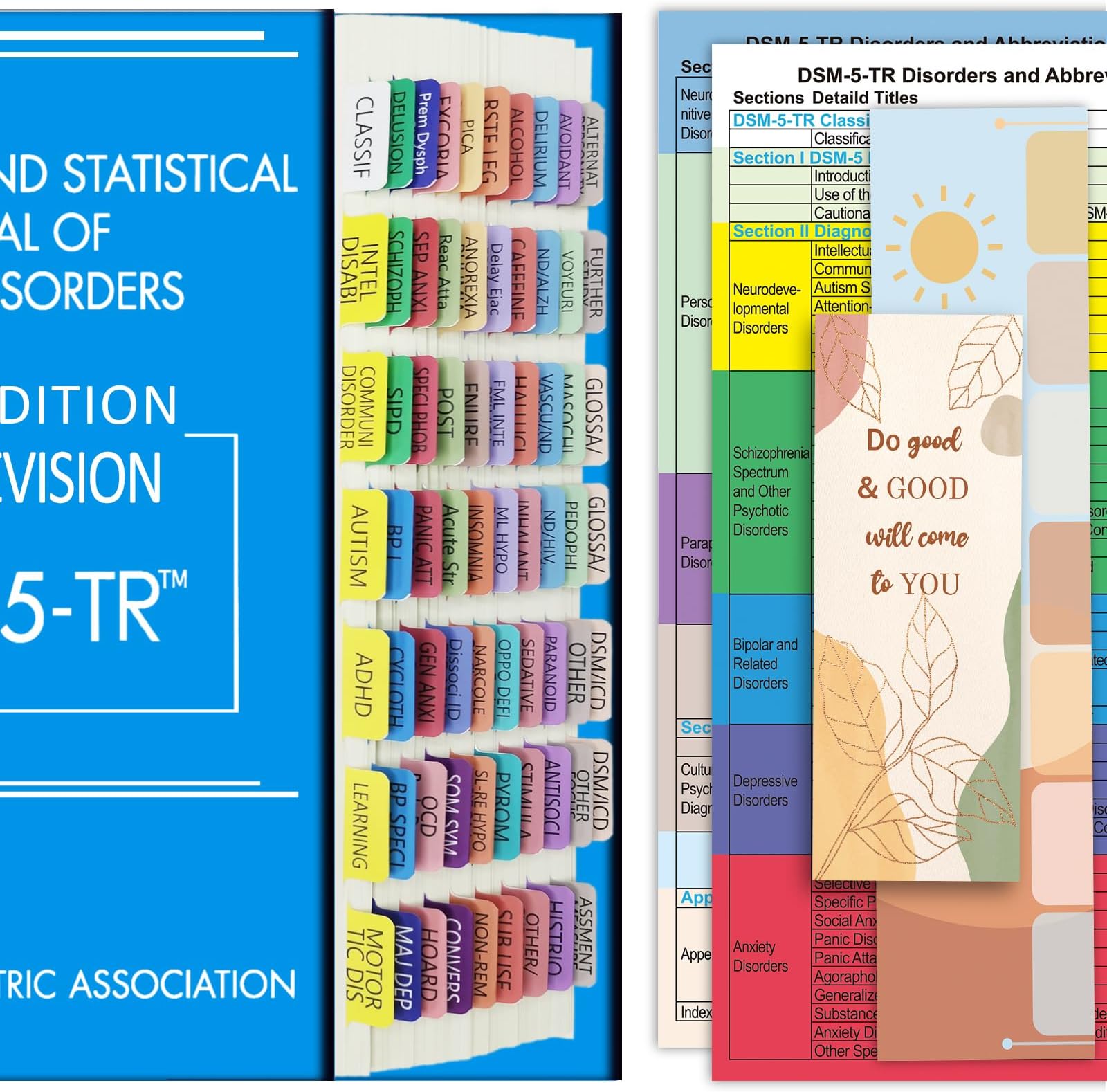2022 New DSM-5-TR Index Tabs, Color-Coded and Laminated DSM-V TR Tabs, Including 18 Blank Ones, with Alignment Guide and Bookmark