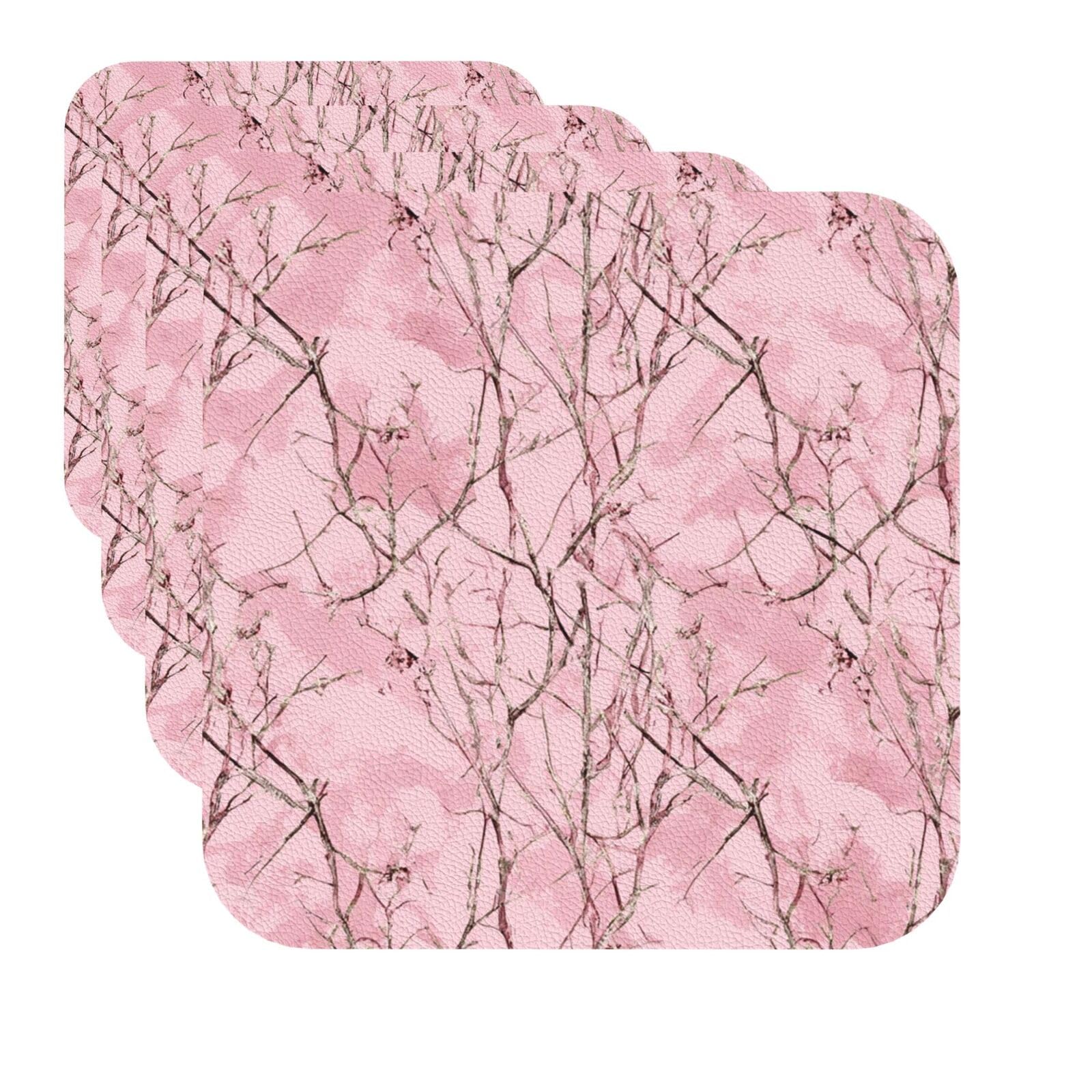 Drink Coasters Set of 4 Quick-Dry Leather Coaster Leaves Camo Coasters for Drinks Coffee Cup Mat Tabletop Protection Heat Resistant Coaster for Kitchen Bar Office Home Decor
