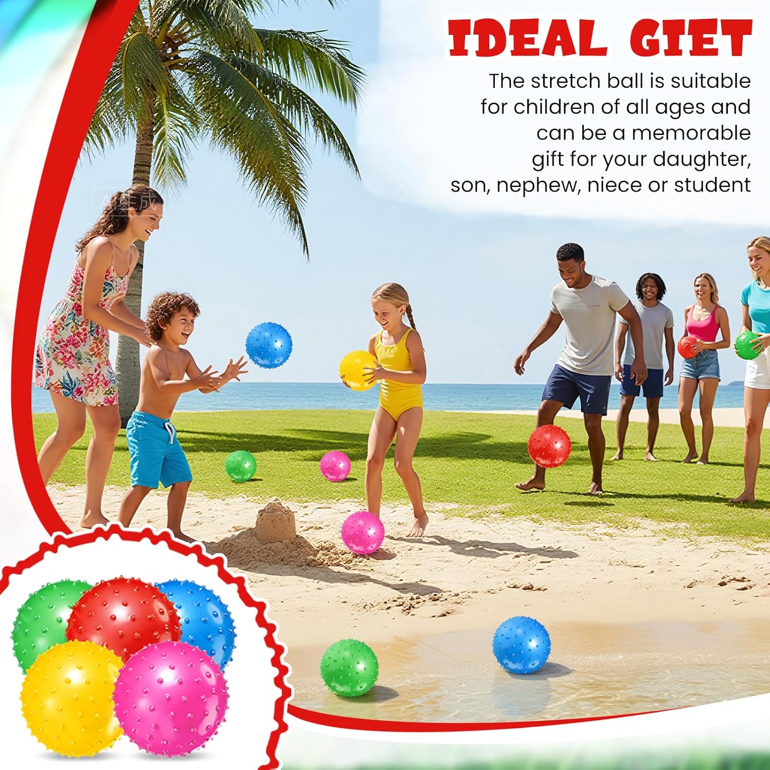 Lenwen 150 Pcs Knobby Balls Bulk 4.7 Inch Bouncy Balls Inflatable Sensory Toys with Air Pump Spiky Massage Stress Ball Bouncy Party Favors Gifts for Playground Backyard Pool Office, 5 Color