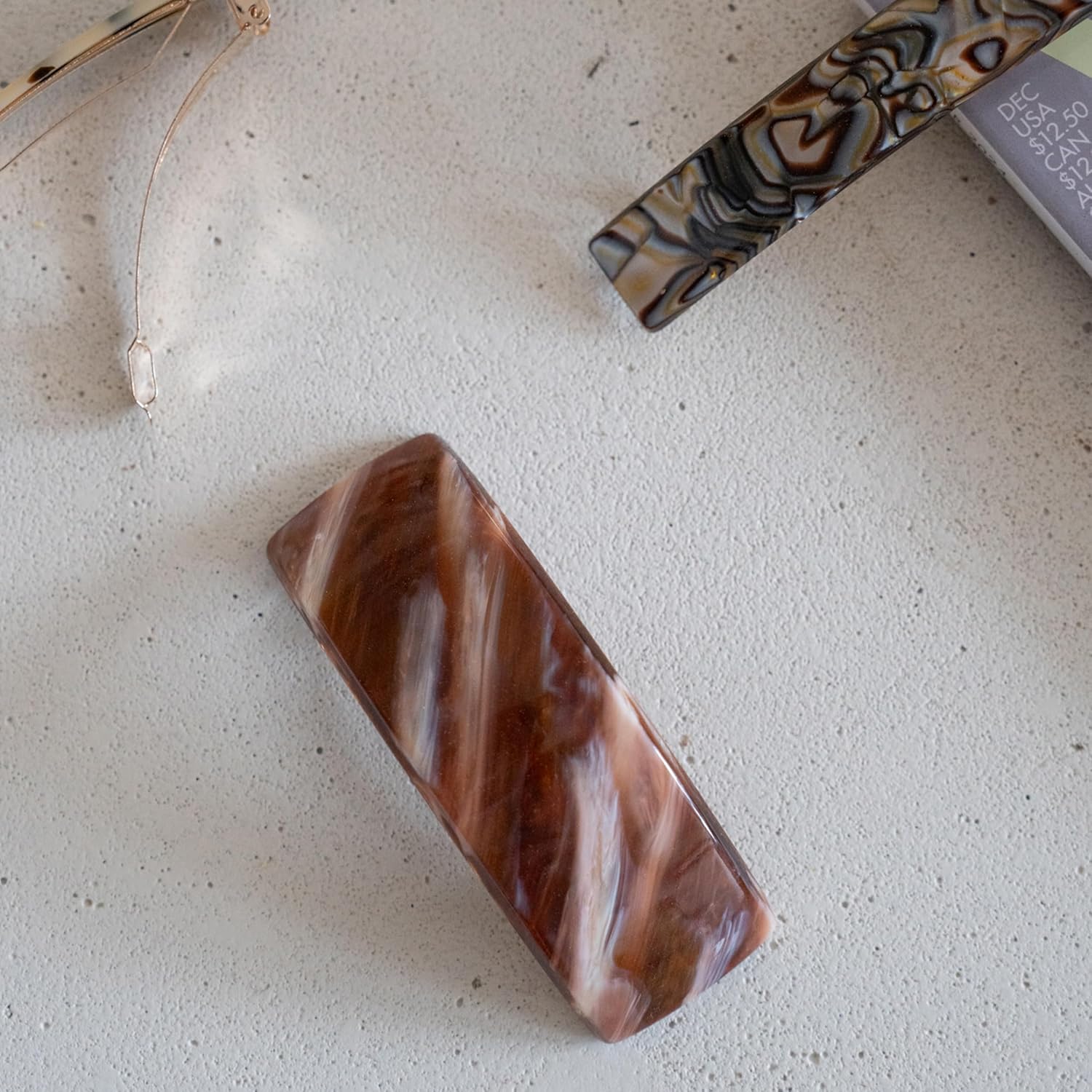 France Luxe Large Tortoise Shell Hair Barrette for Thick Hair, Rectangle Volume French Barrette for Women, Strong Hold, Comfortable and Easy to Use, Tokyo