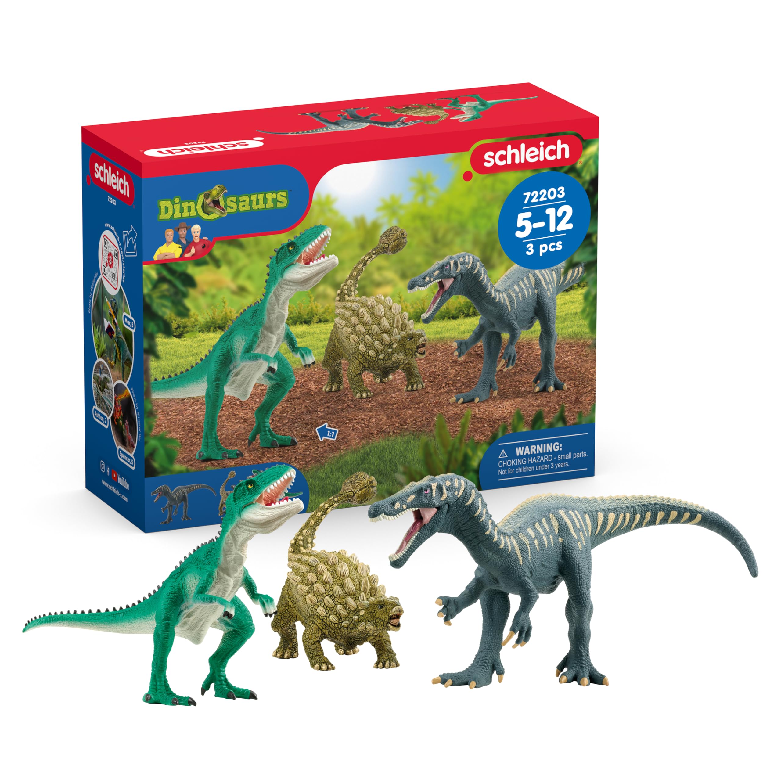 Sponsored Ad – SCHLEICH 72203 Attack on the Dino Trio, Baryonyx, Giganotosaurus, Saichania, Dinosaurs Toy Figurine for children aged 4-12 Years
