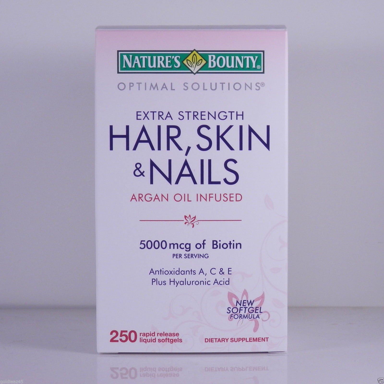 Hair Skin and Nails 5000mcg of Biotin 250 Softgels Nature's Bounty Fast Shipping