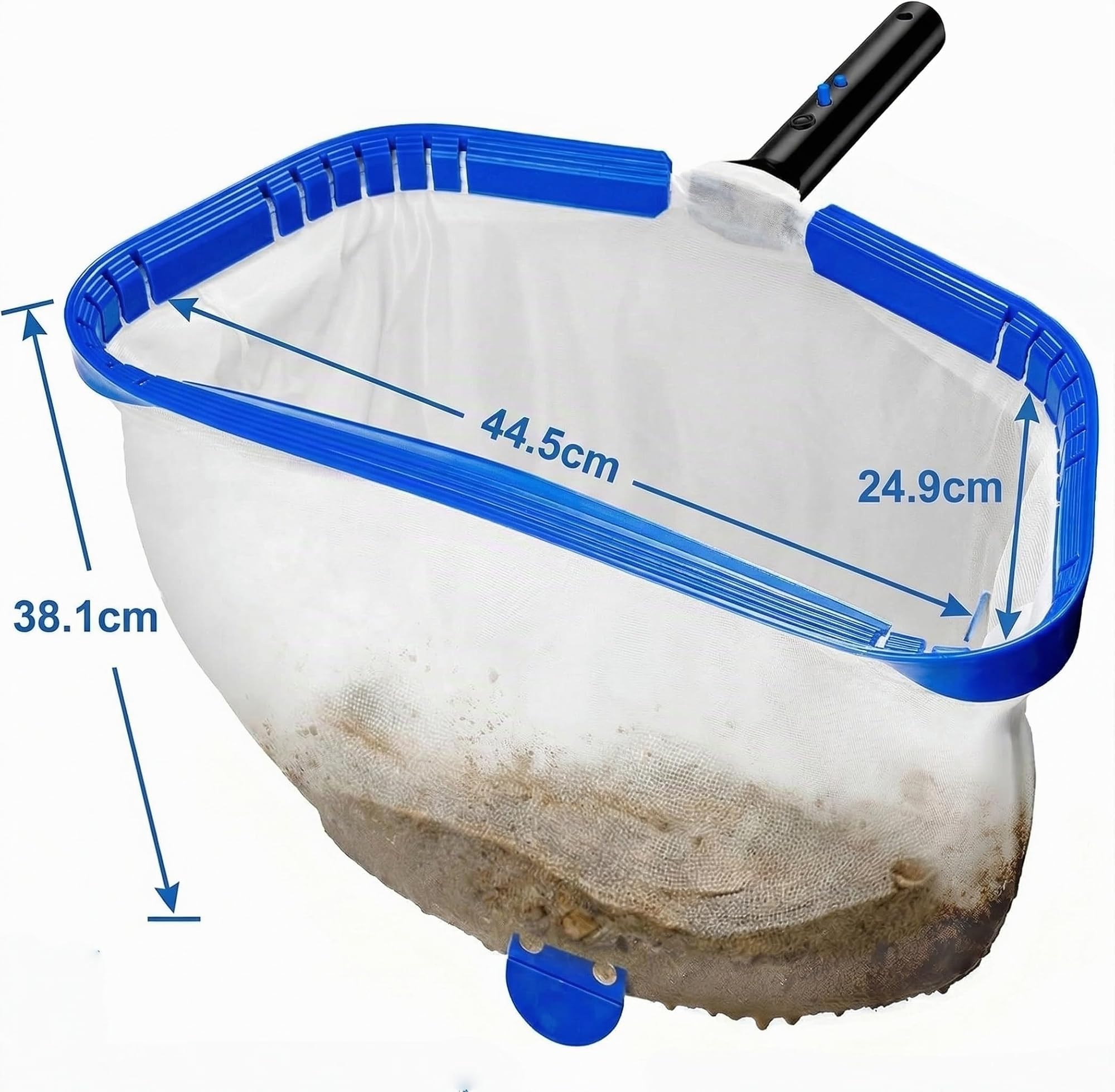 Retino per Piscina 44 cm con Asta in Alluminio da 3 m (8 Sezioni), Rete Ultra Fine per Pollini e Piccole Particelle, Telaio in Alluminio Resistente con Protezione, Asta Rinforzata 1,2 mm