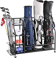Vista 1 de PLKOW Organizador de Almacenamiento para Bolsas de Golf en Garaje, Soporte de Almacenamiento para Bolsas de Golf de Tamaño Extra Grande y Estante