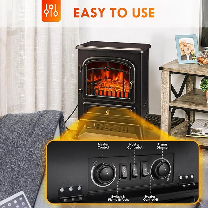 Chimenea Eléctrica 22" 1500W con Llama Realista y Protección Sobrecalentamiento miniatura 5