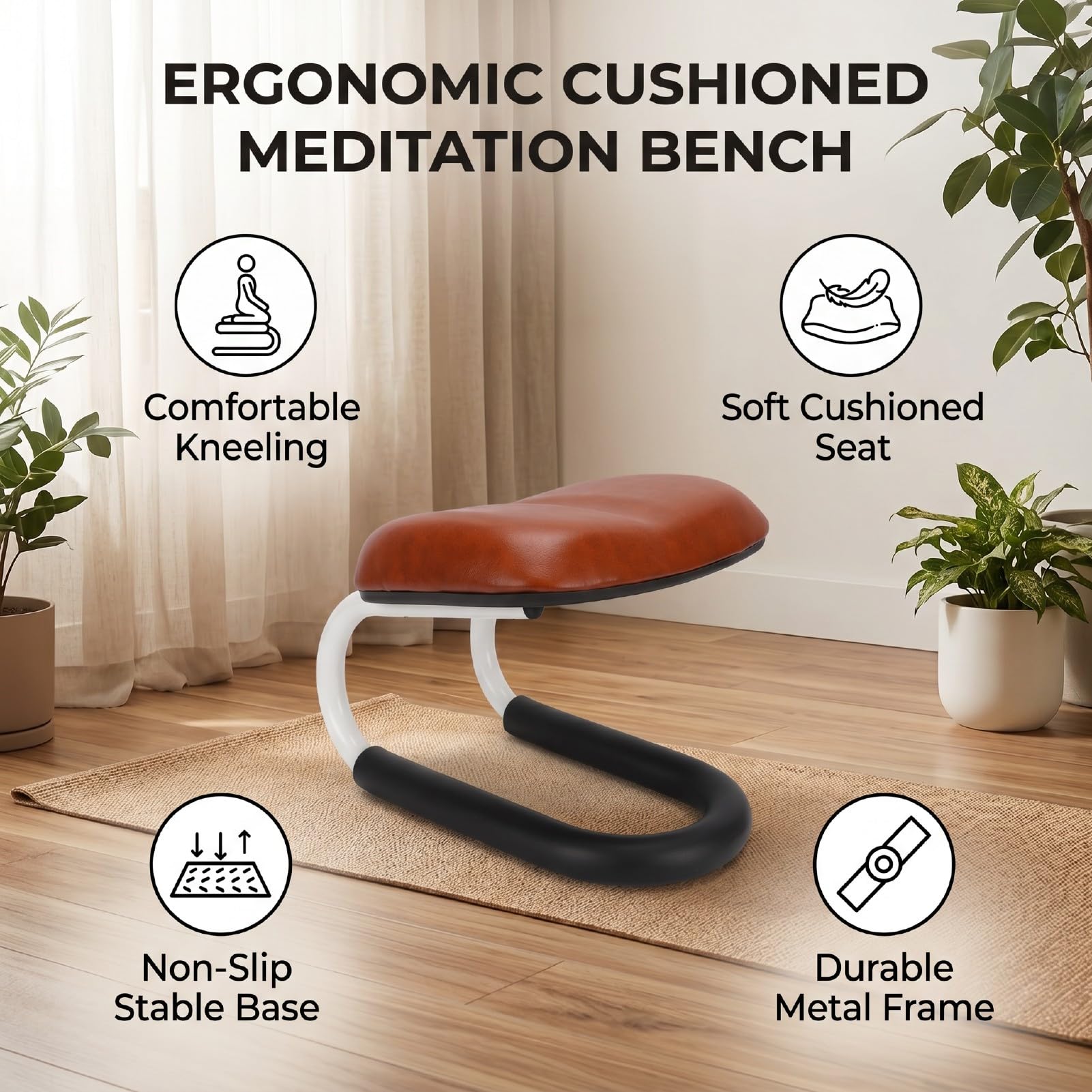 Luocute Meditationsbank, Verstellbarer Kniestuhl mit Rutschfestem Kissen for Yoga Heimstudio