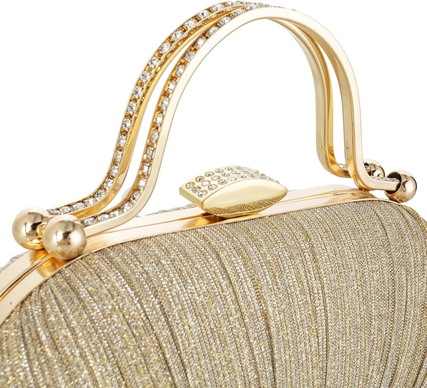 YYW Rhinestone Clutch Purses For Women Evening Handbag Pleated Glitter Bag for Wedding Party