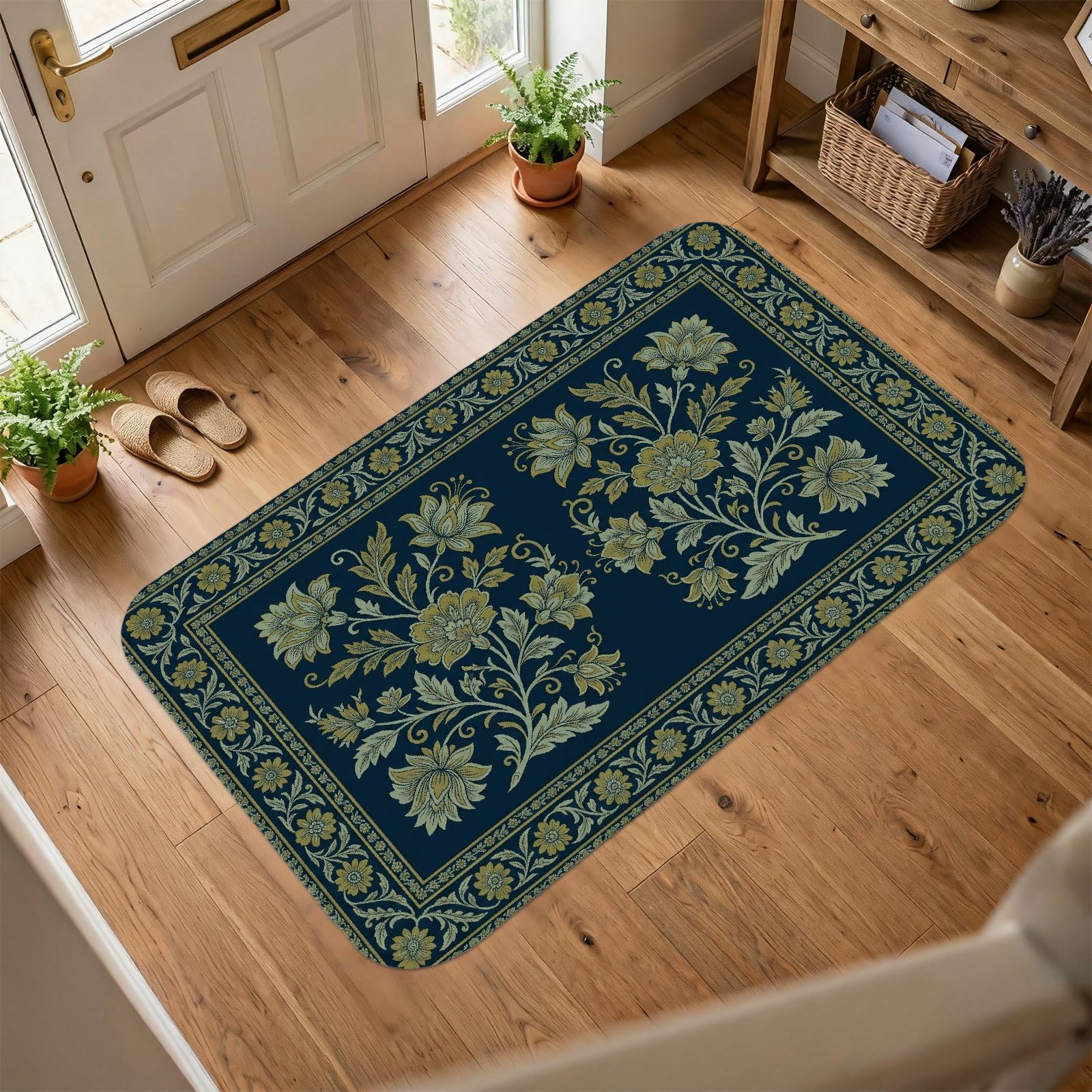 Tapis élégant traditionnel bleu marine de haute qualité 90x150 cm