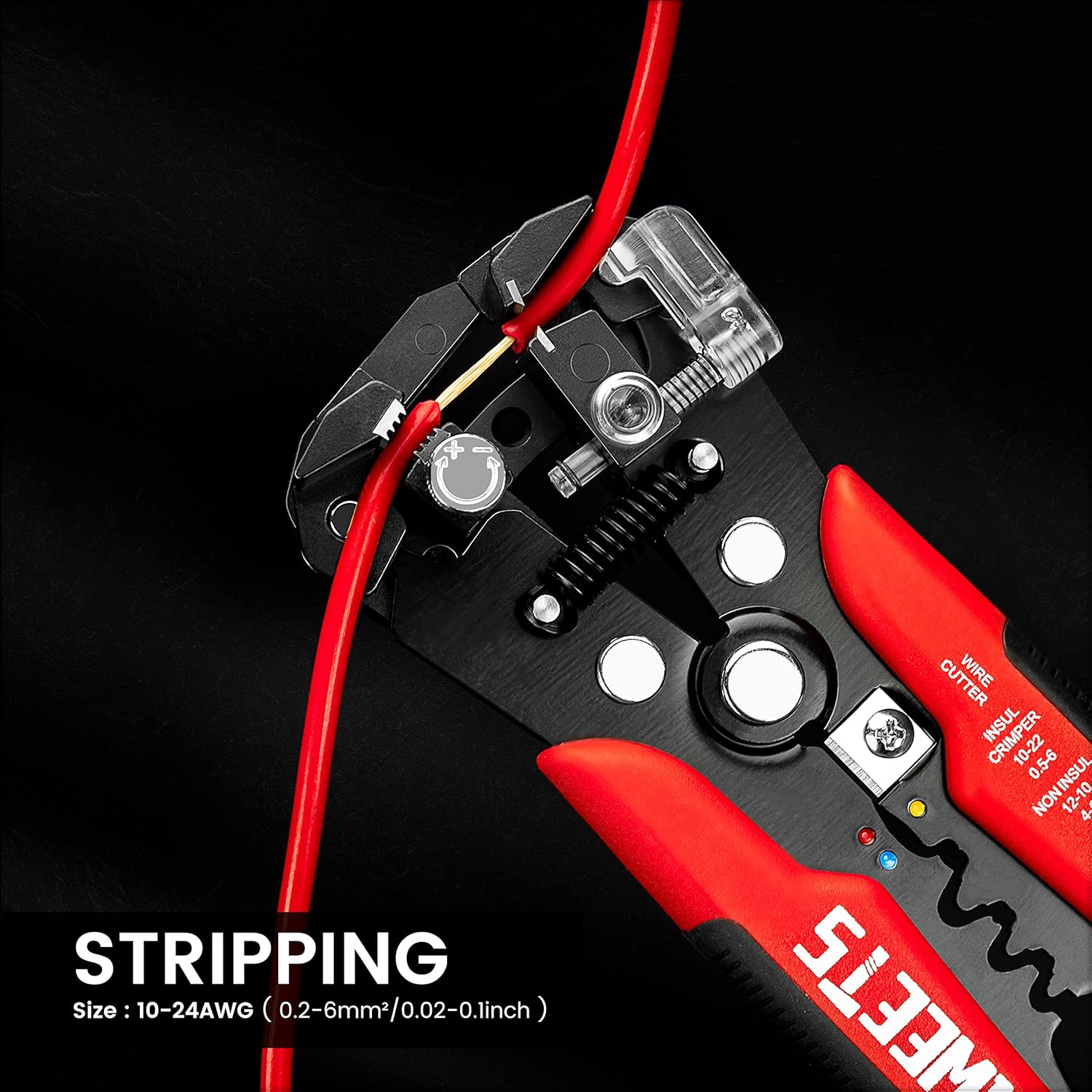 KAIWEETS Self Adjusting Wire Stripper - 3 in 1 Heavy Duty Automatic Wire Stripping Tool | 10-24 AWG Wire Cutter for Electrical Cable Cutting, Crimping Tool - - 