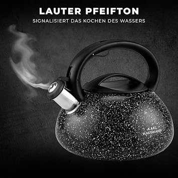 KARL HAUSMANN 3 Litre Induction Kettle with Whistle Black Marbled