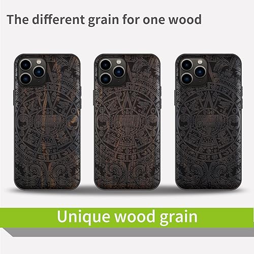 Miniatura 7 de Carveit Funda de madera para iPhone 11 Pro Max madera natural y TPU suave negro a prueba de golpes, protector de teléfono de madera único compatible