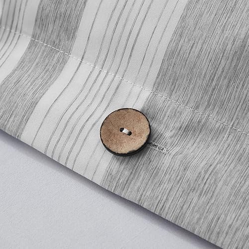 Miniatura 6 de MUKKA - Funda de edredón de microfibra con botones, lino jaspeado tipo Chambray, estilo moderno, suave, con cierre de botones de coco