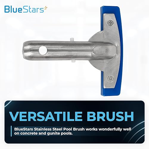 Miniatura 6 de BlueStars Cepillo de piscina resistente de 5 pulgadas con alambre de cerdas de acero inoxidable y mango de aluminio de 5 pulgadas, adecuado para