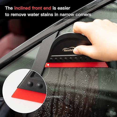 Miniatura 3 de NEWISHTOOL Rascador de tinte de ventana negro pequeño para herramientas de vinilo PPF, 3 piezas de hoja de canal de diferente dureza con mango para