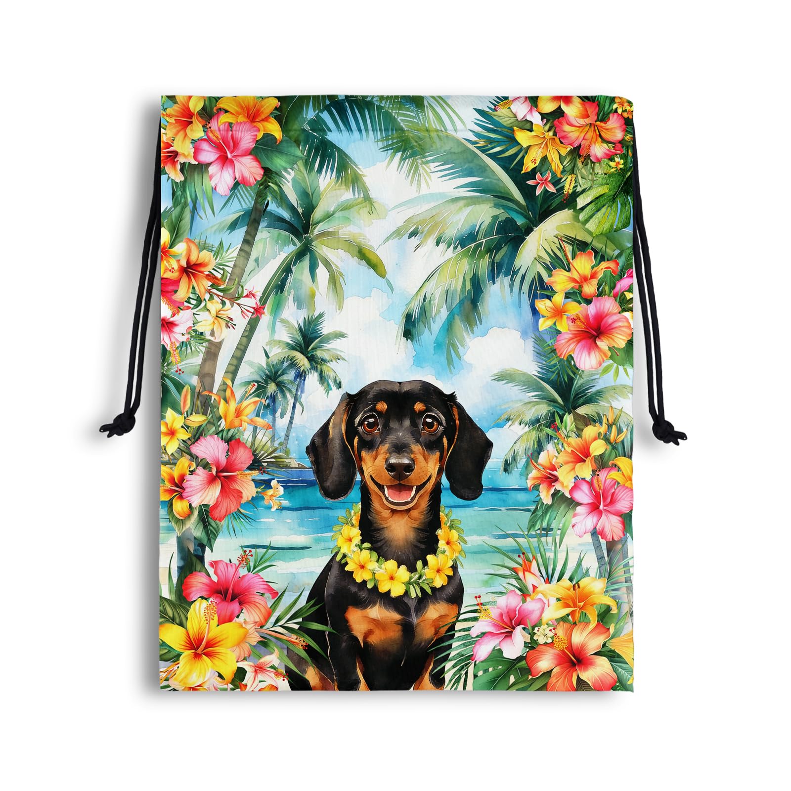 Dachshund Flower Drawstring Bag Gym Pouch Bags for Storage Cloth Shoes