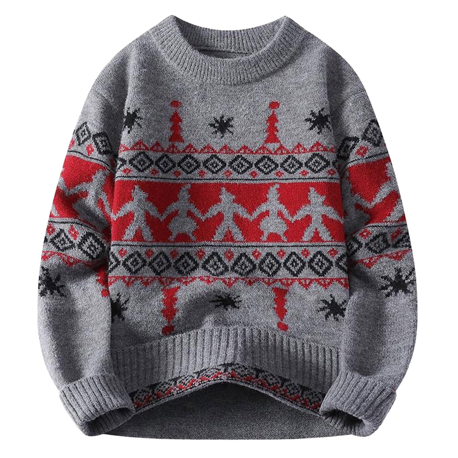 Genérico Jerseys Hombre Navideños, Suéter Navideño Hombre Redondo Pullover De Punto Navidad De Renos Clásico Sweater Manga Larga Ugly Xmas Cálido Suéter para Otoño Invierno