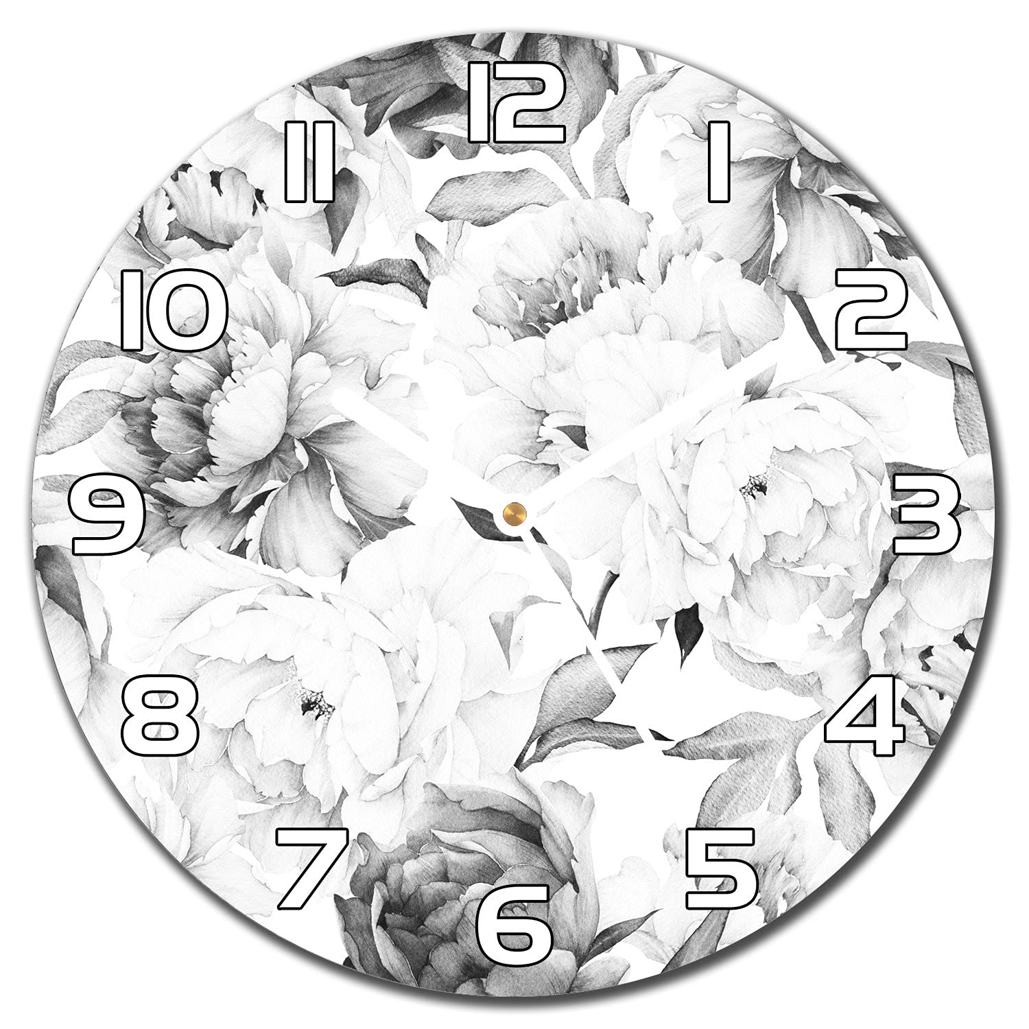 Horloge en verre moderne 30 cm pivoine déco murale salon et cuisine