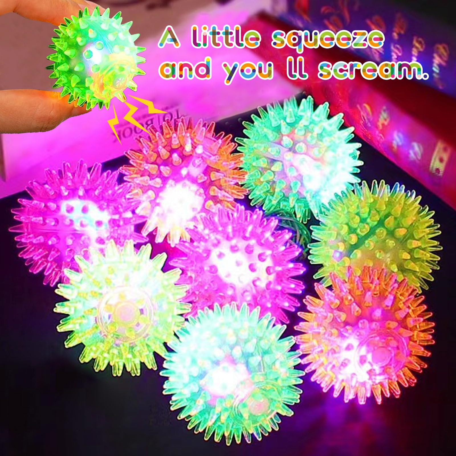 Palline LED Riccio 12 Pezzi - Giocattoli Luminosi Per Bambini E Antistress - Foto 3