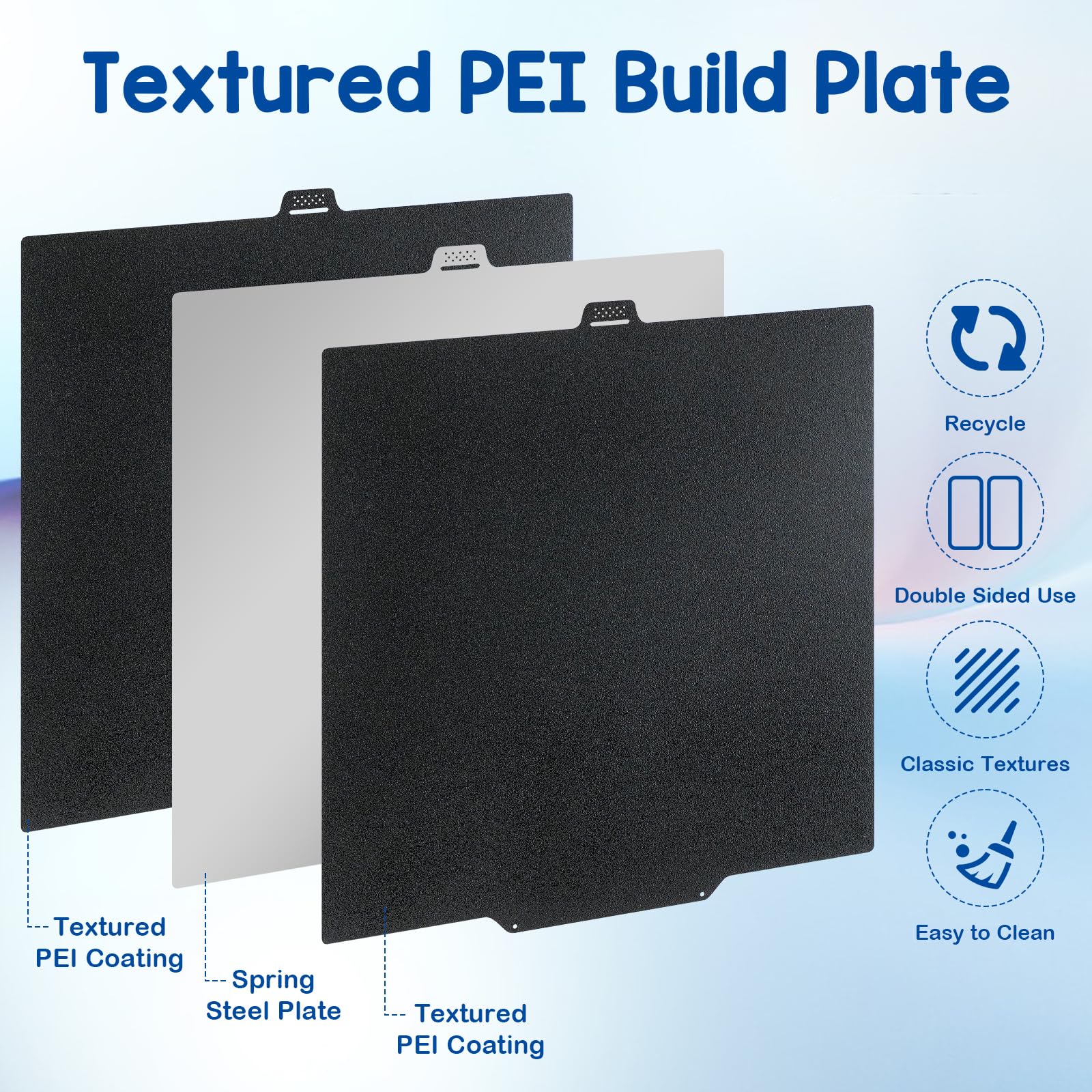 Piastra Di Stampa PEO PET Per QIDI Q2 280x280 Mm – Doppia Texture Diamante E Carbonio, Acciaio Molle, Per Stampa 3D Ad Alta Adesione
