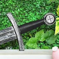 Vista 6 de Crusader Knight - Espada de juguete, espada de plástico de 27.5 pulgadas, accesorios de disfraz de guerrero medieval para Halloween, cosplay, LARP