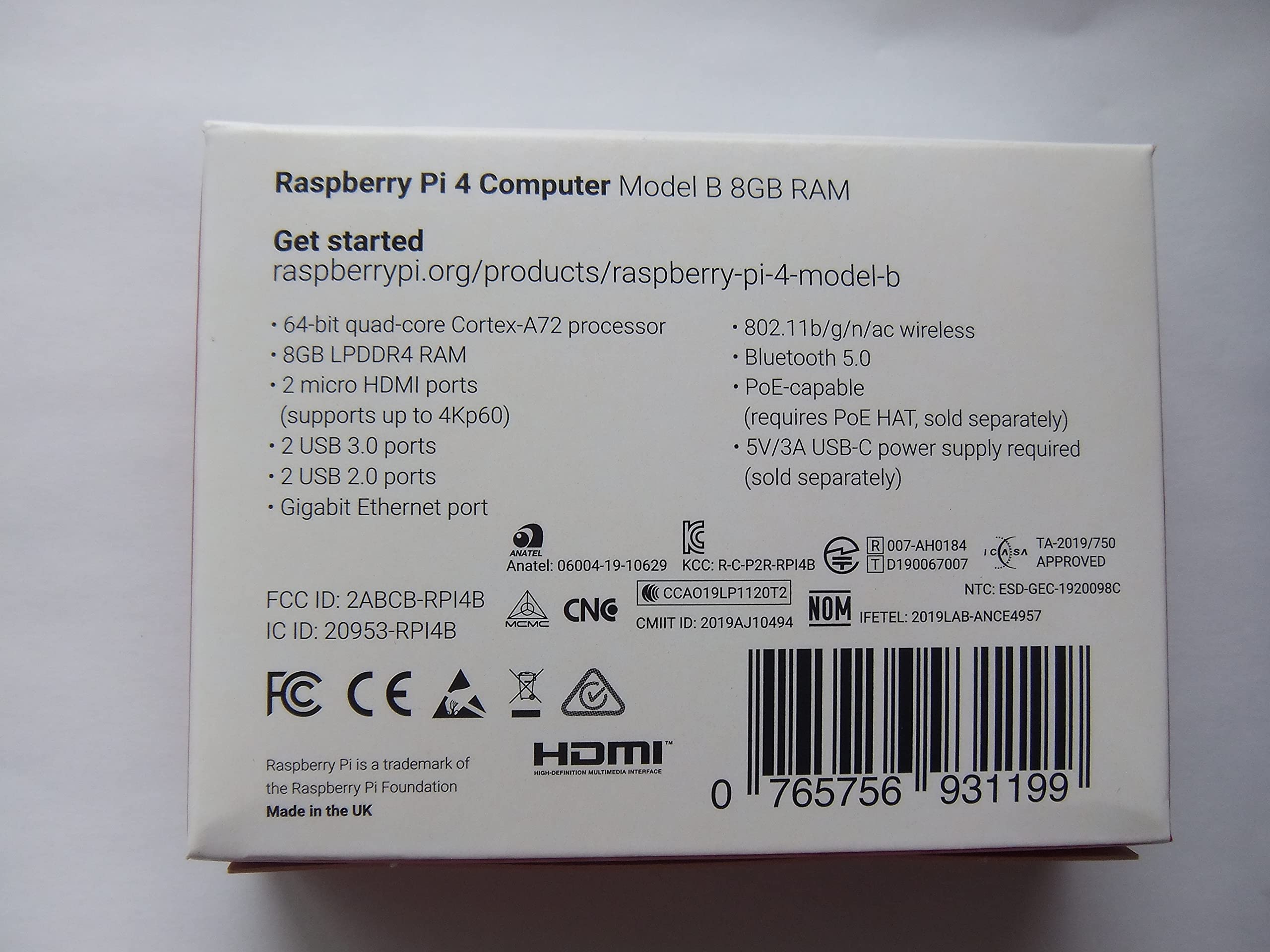 Amazon.co.jp: Raspberry Pi 4 Model B 8GB 技適マーク入 正規品 