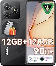 OSCAL Teléfonos Android desbloqueados para T-Mobile, Flat 2 Android 15 Phone (2025), 12(4+8)+128GB/2TB TF Octa Core, teléfonos Dual SIM desbloqueados, 5000mAh, 90Hz, pantalla HD+ de 6.56 pulgadas, 4G