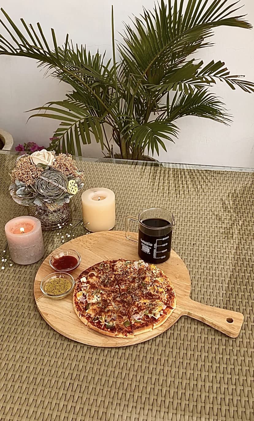 LABZIO Home Large 12-inch Pizza & Snacks Serving Platter – Elegant Cheese & Dip Board – Modern Wooden Cutting Board – Perfect Diwali Party & Festive Entertaining Essential 3