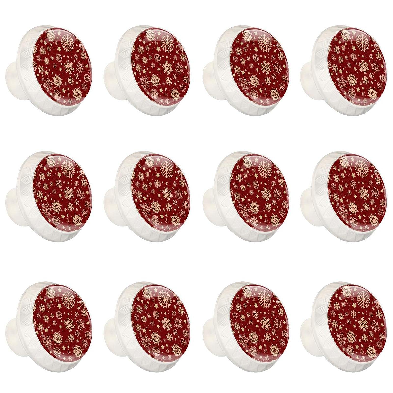 Boutons de cuisine flocon rouge x12 pour changer de style sans percer