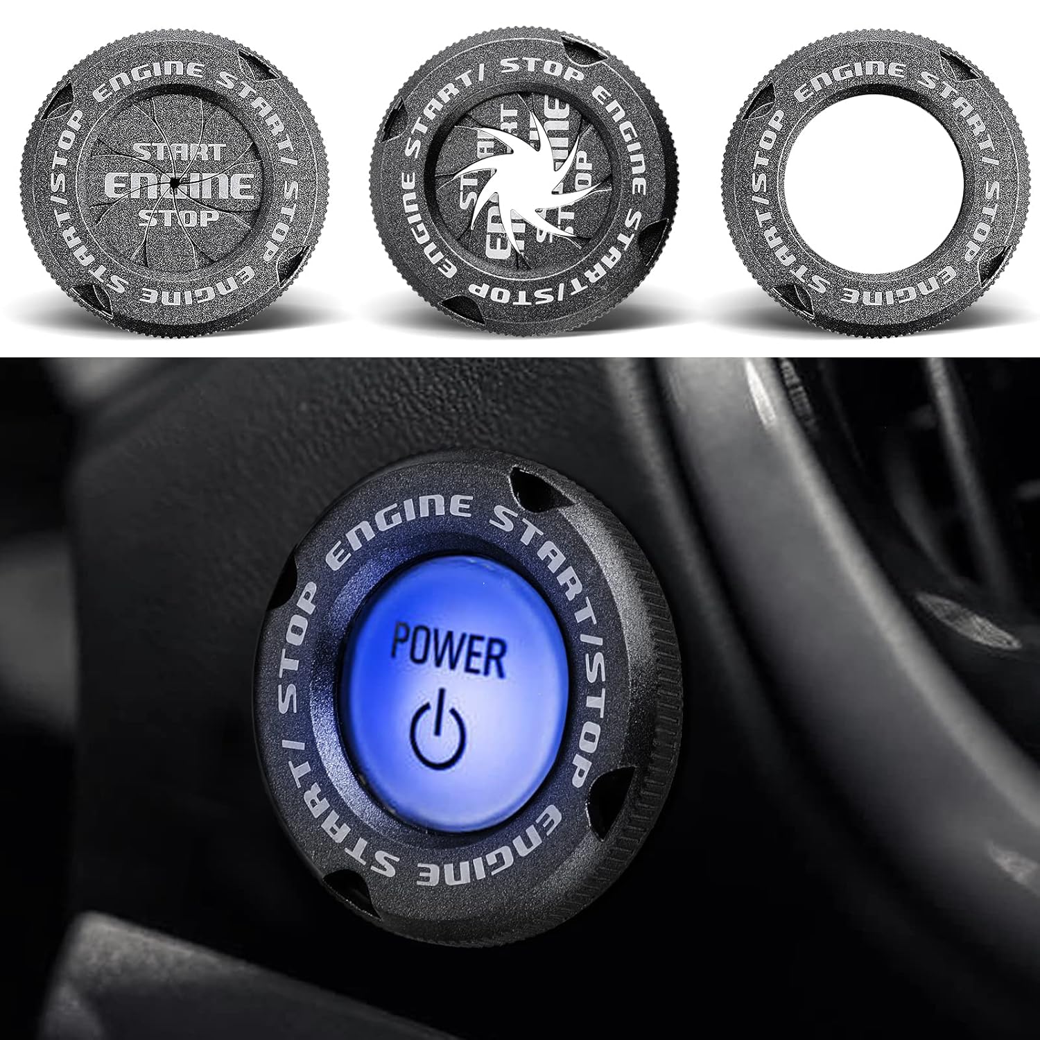 cobee Car Engine Start Stop Button Cover, Metal Spin