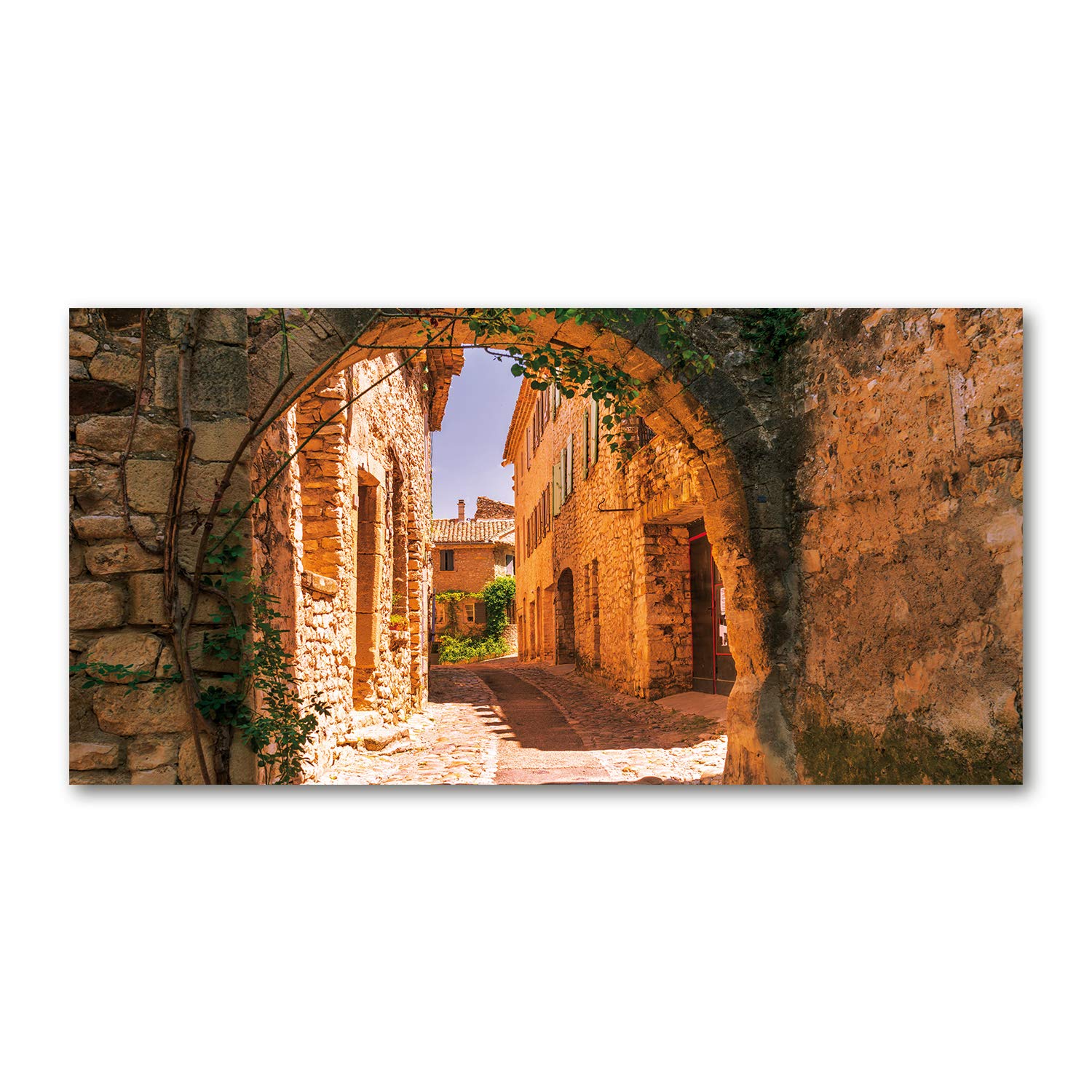 Tableau photo décorative panoramique en verre 120x60 cm vue de rue beige pour cuisine
