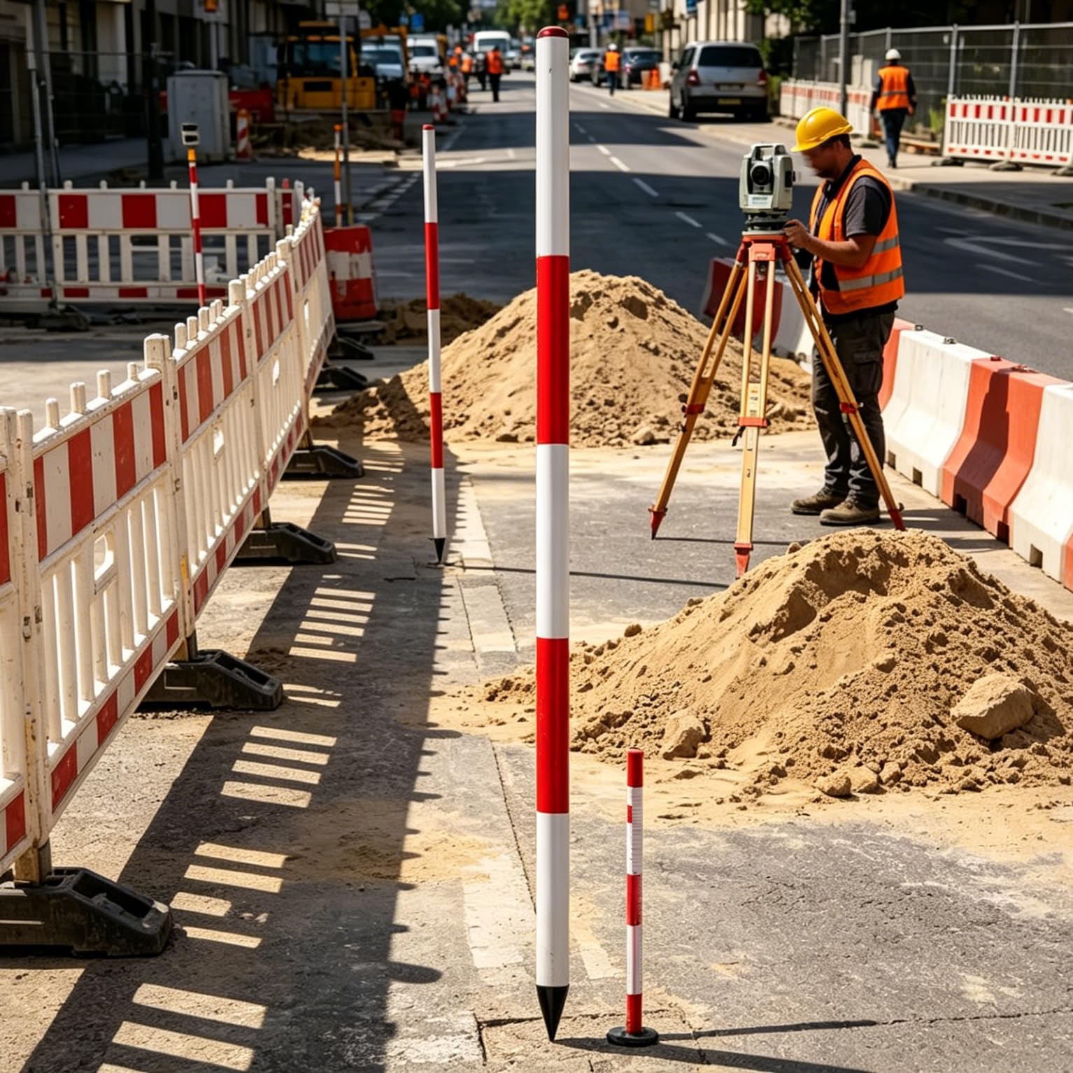 Asta di misurazione in alluminio | Rilievo dell'alluminio rosso e bianco da 2 m a 5 m: for layout di costruzione, terreni e pozzi