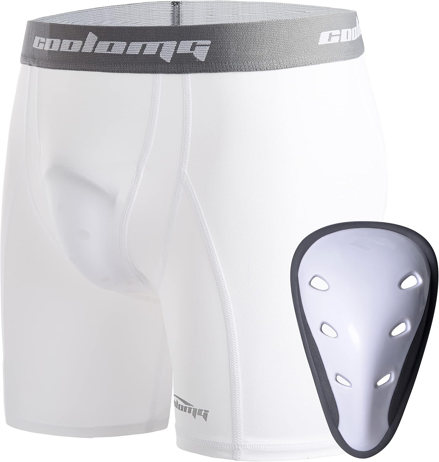 COOLOMG Youth Boys Compression Sliding Shorts with Protective Cup