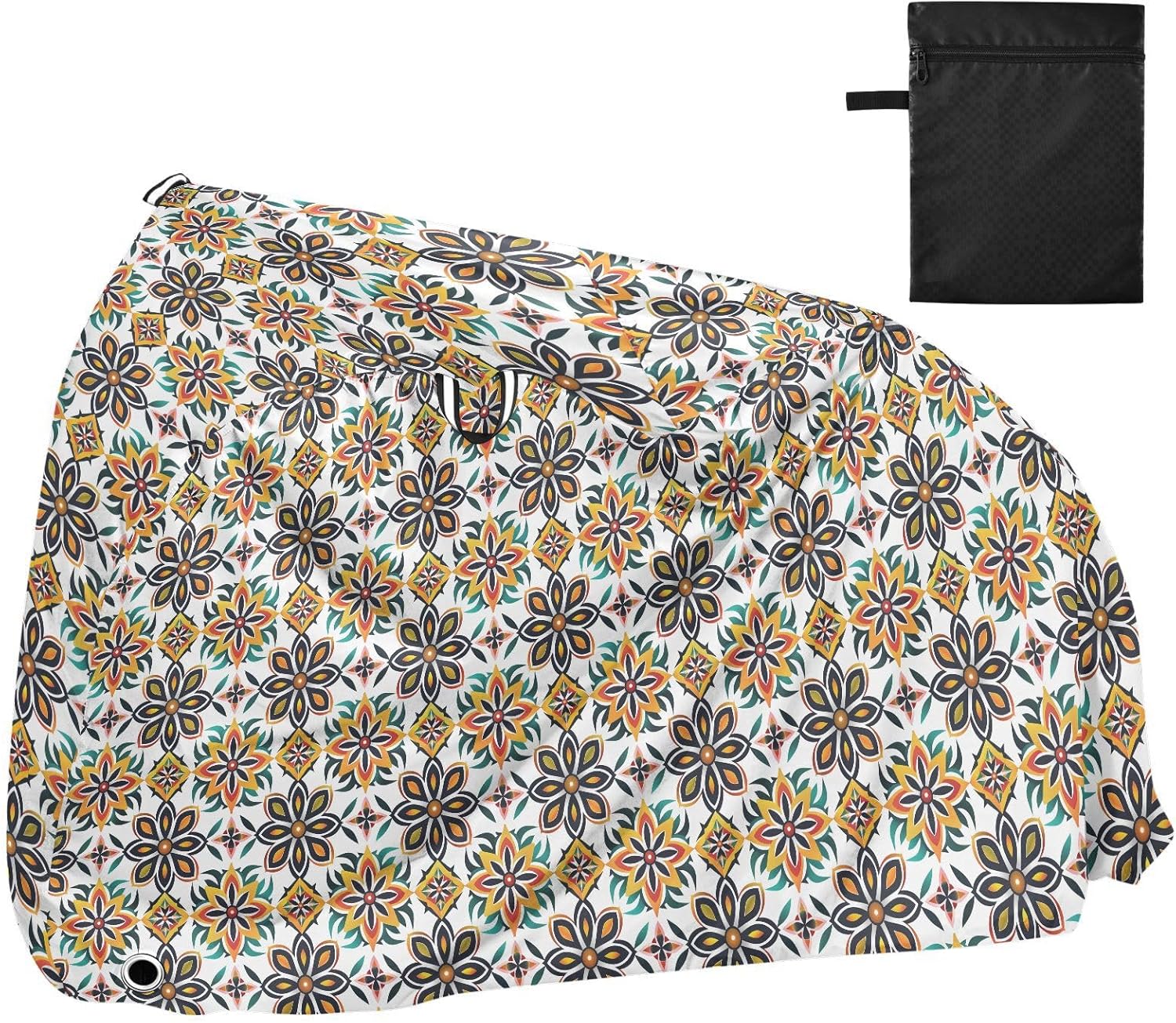 ALAZA Modern Abstract Flowers Floral Bike Cover Waterproof Outdoor Ebike Bicycle Covers Tarp Protection for 1/2 Bikes, Sun UV Dust Wind Proof