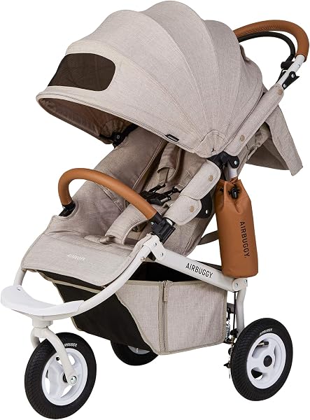 AIRBUGGY(エアバギー) ココ ブレーキ エクストラ フロムバース COCO BRAKE EX FROM BIRTH EARTH SAND(アースサンド) 0ヶ月~4歳頃まで (保証付き) ABFB1012 押して軽い 段差もラクラク エアタイアが衝撃を吸収 3輪 片手でラクラク方向転換 ハンドブレーキ搭載 欧州安全基準「EN1888」適合 ドリンクホルダー バスケット リストバンド エアポンプ付き - 1