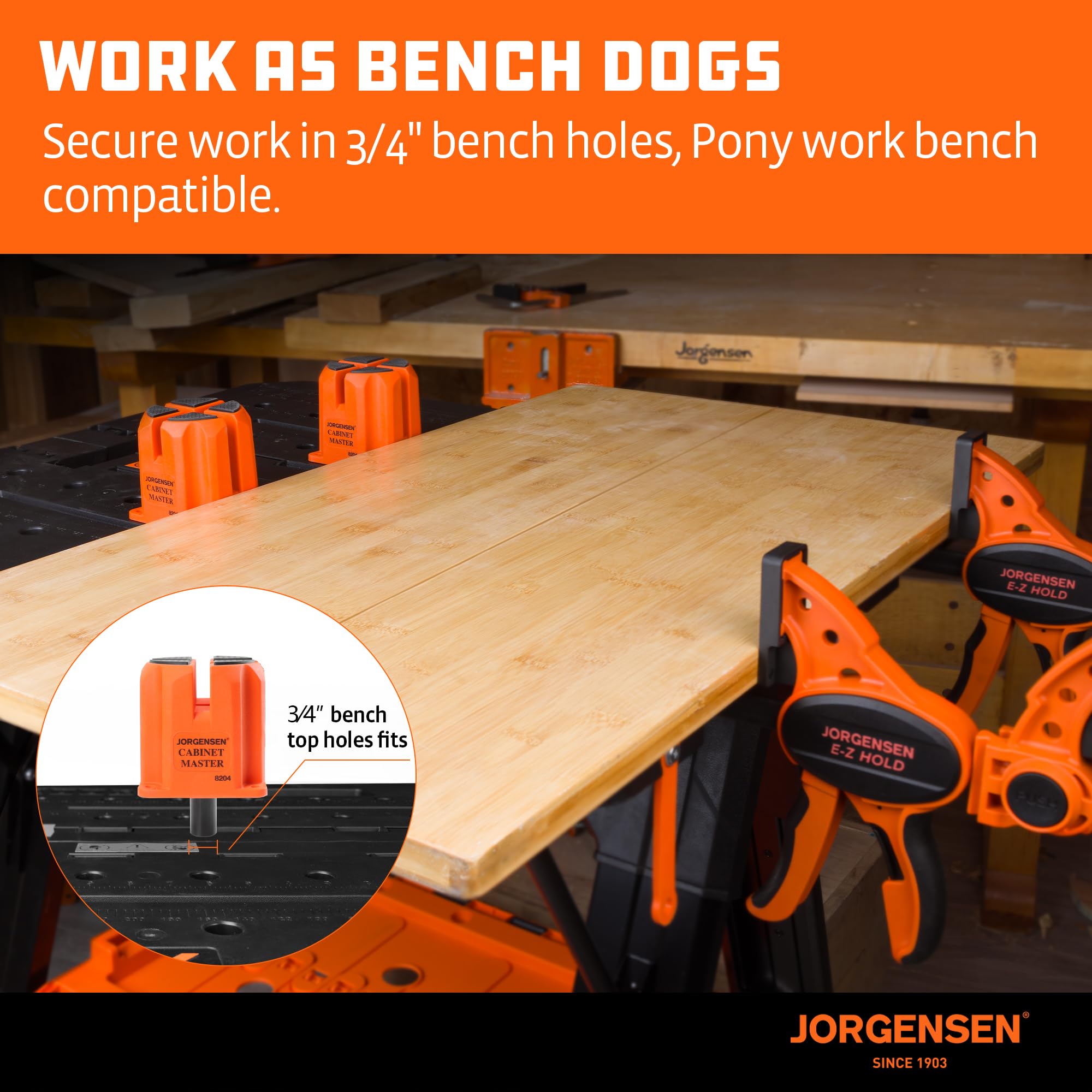 Jorgensen 3-in-1 Support Block, Cabinet Master Parallel Clamp