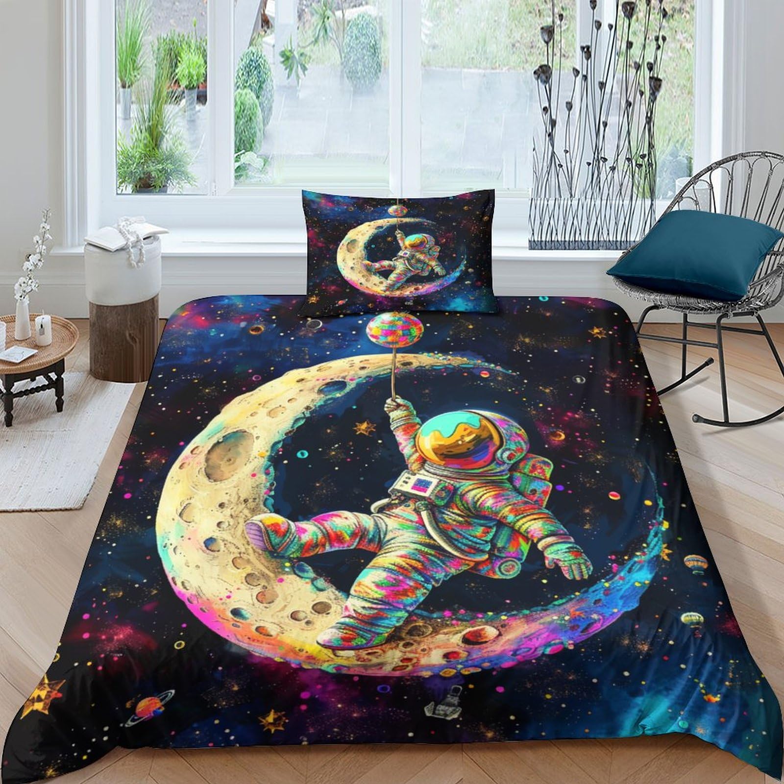 Parure housse de couette astronaute 3D pour transformer la chambre d'enfant en univers spatial