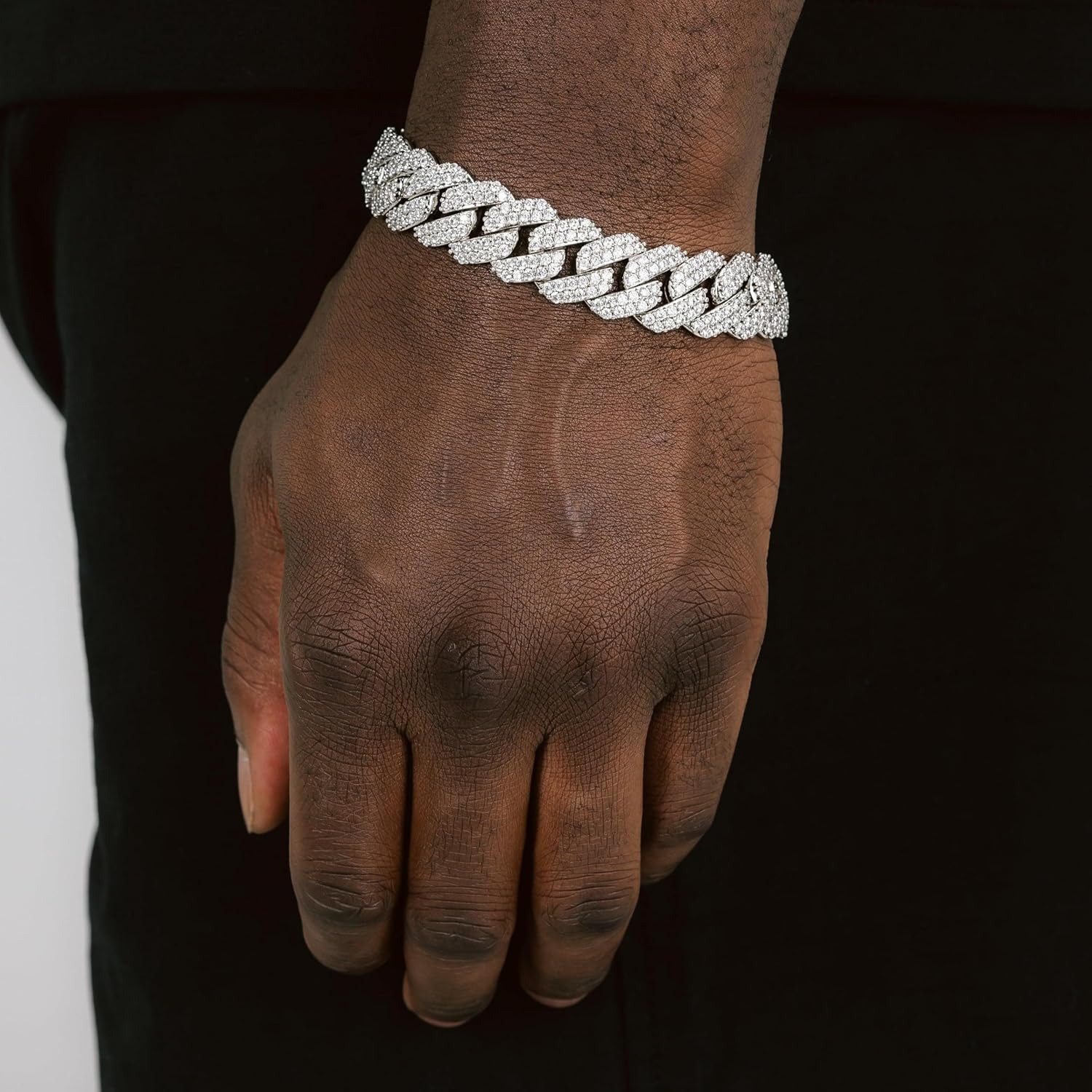 CG&KYGG 15mm Iced Out Diamond Cuban Link Bracelet Necklace - Heavy 18K White Gold Plated Chain for Men Women - 6A+ Zircon Hip Hop Jewelry - Birthday Gift with Delicate Package