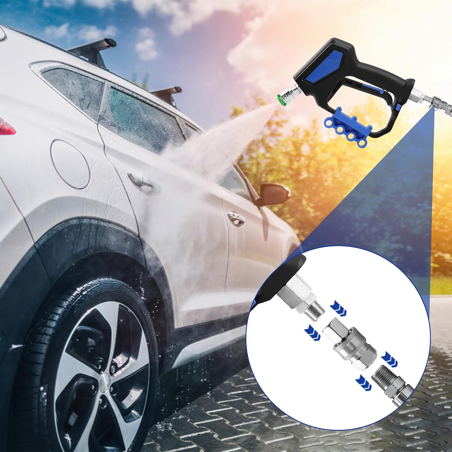 RIDGE WASHER 3/8" Pressure Washer Quick Connect Kit, Stainless Steel Power Washer Adapter Fittings, Female NPT Thread, 12 Pcs, 5000 PSI