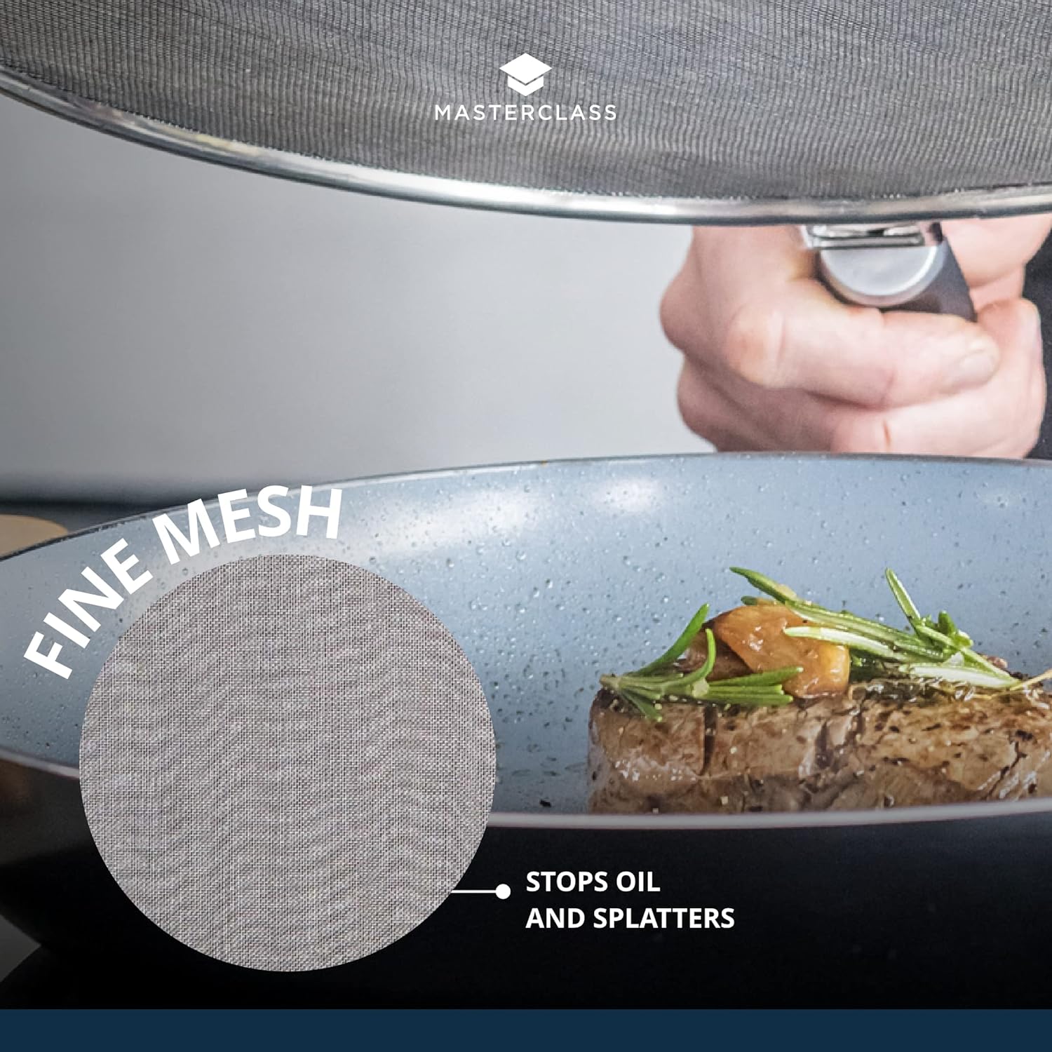 MasterClass Splatter Guard, Stainless Steel, Odour-Resistant, 33 cm (13"), Silver