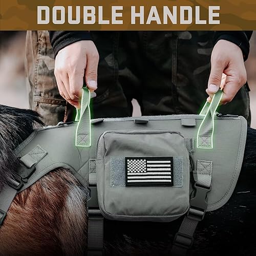 Miniatura 3 de Forestpaw Arnés para perro de tamaño mediano, arnés táctico para perro con asa, chaleco de servicio militar sin tirones con bolsillos ajustables