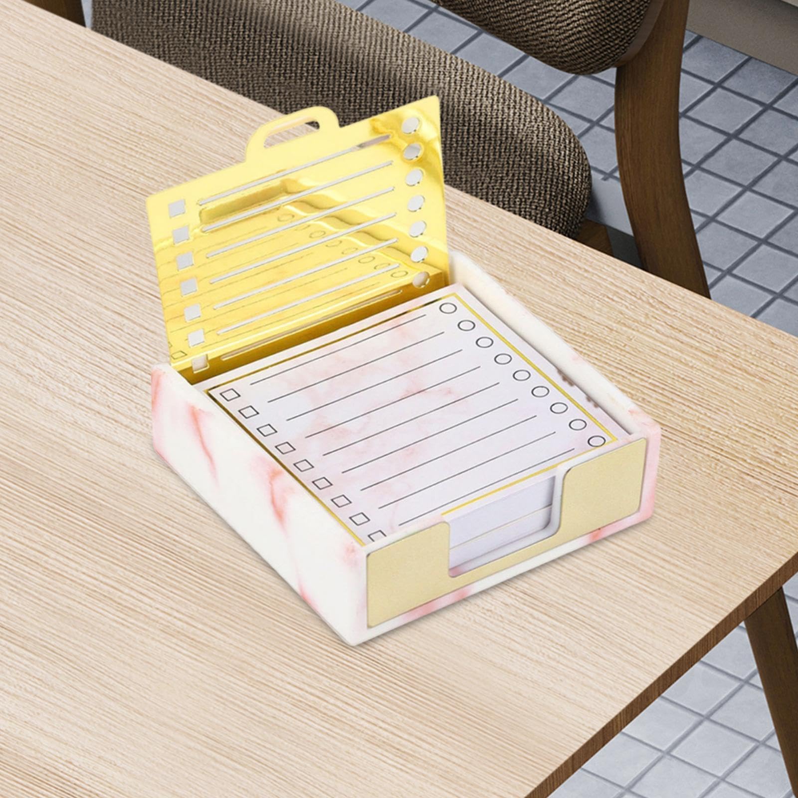 Milageto Sticky Note Halter mit Schablonennoten -Spender Acrylspender Box Compact Multipurpose Office Desk Organizer für Desktop, Rosa