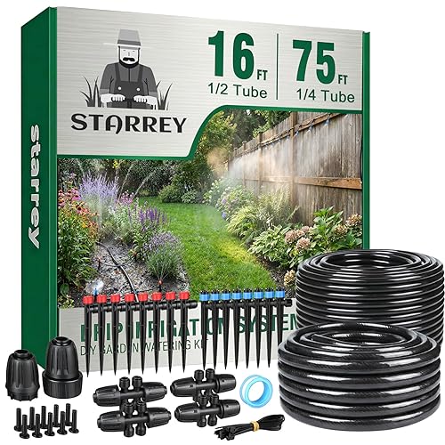 Sistema de riego por goteo para jardín, kit de riego de jardín de conexión rápida actualizado 2026 todo en uno con tubo de riego de 1/2 pulgada y