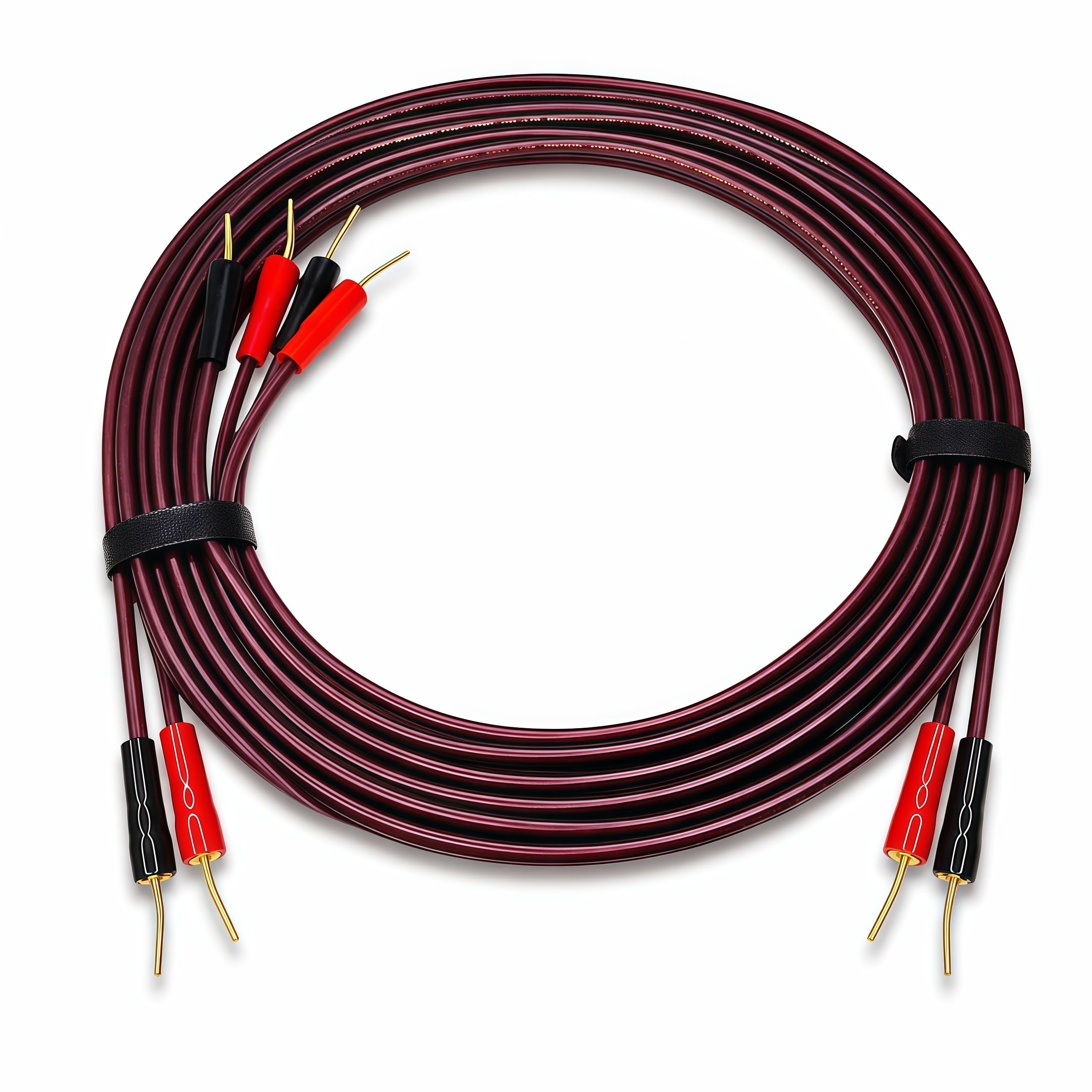 Lot de 2 câbles de haut-parleur 13 AWG de 1,8 m, fil de cuivre sans oxygène OFC avec connecteurs à broches plaqués or 24 carats, 400 brins, pour amplificateur, récepteur AV, haut-parleur d'étagère