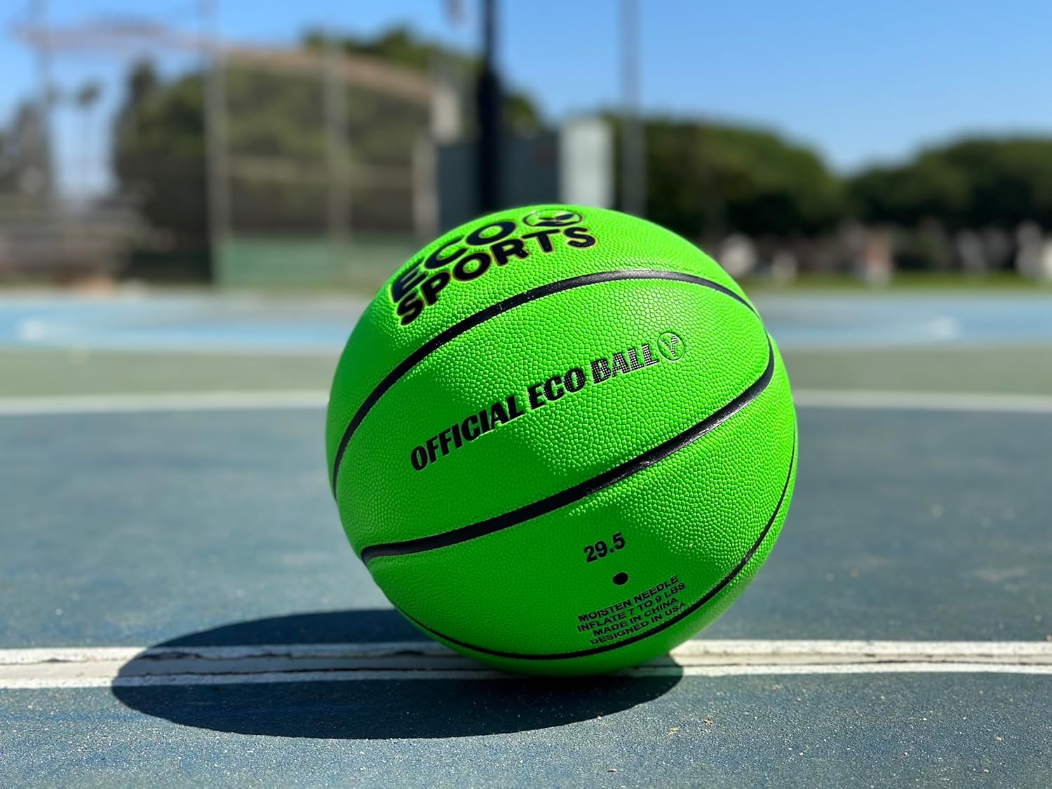 Eco Sports Outdoor and Indoor Basketball Size 7 - Green Basketball TPU Leather Strong Grip and High Performance, Training Ball for Youth and Adults Games